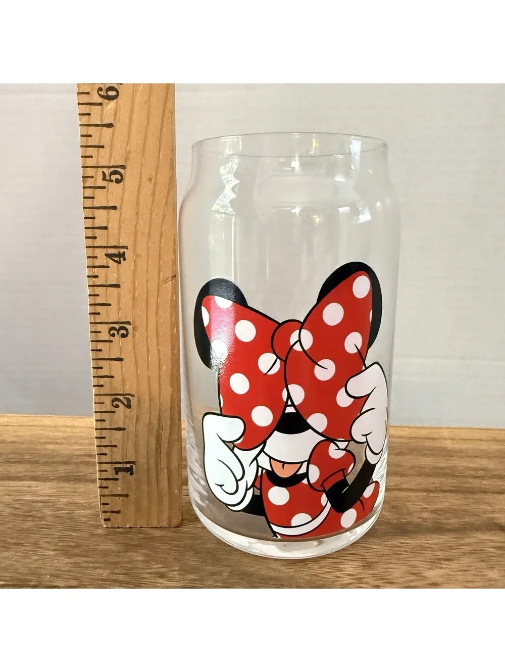 JoyJolt Disney Minnie Mouse Peek A Boo 16 oz Can Glass Tumbler Drinking Glass